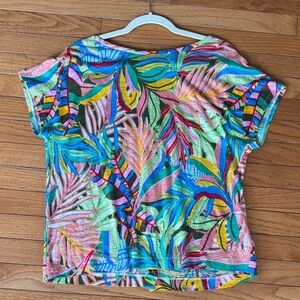 Tropical Multi-Color Short Sleeve Women's Top